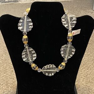 Vintage Ro-Do Collection By Rosemary G. Hand Blown Glass & Crystal Necklace